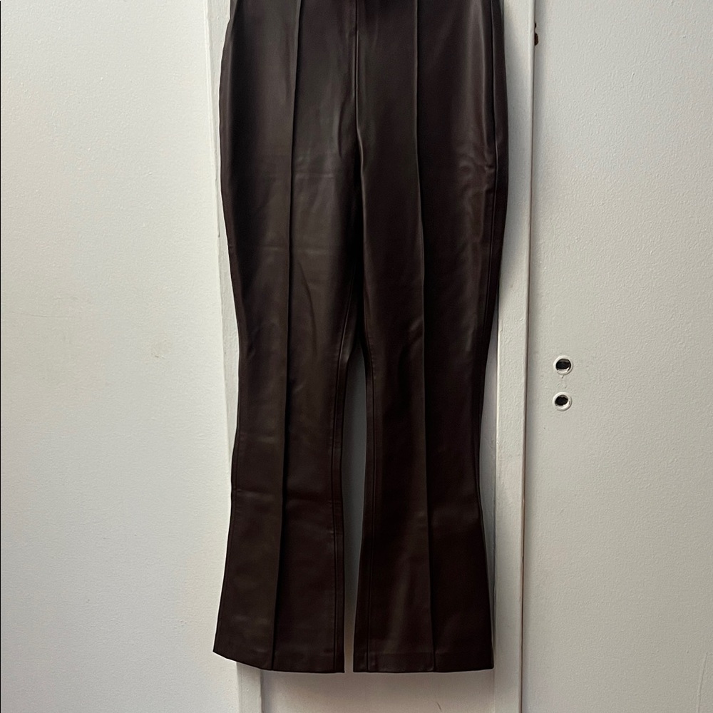 Zara Dark Brown Leather Trousers